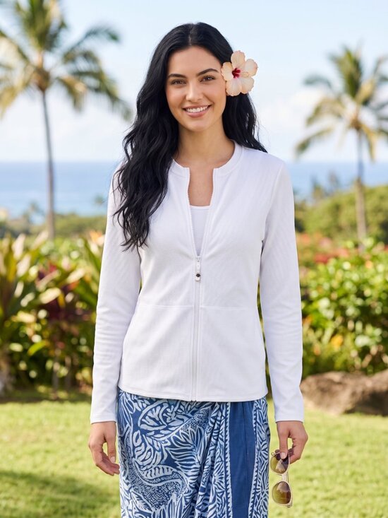 Tommy Bahama Jackets & Blazers - Tommy Bahama White Textured Full Zip Cardigan Jacket Pineapple Pull